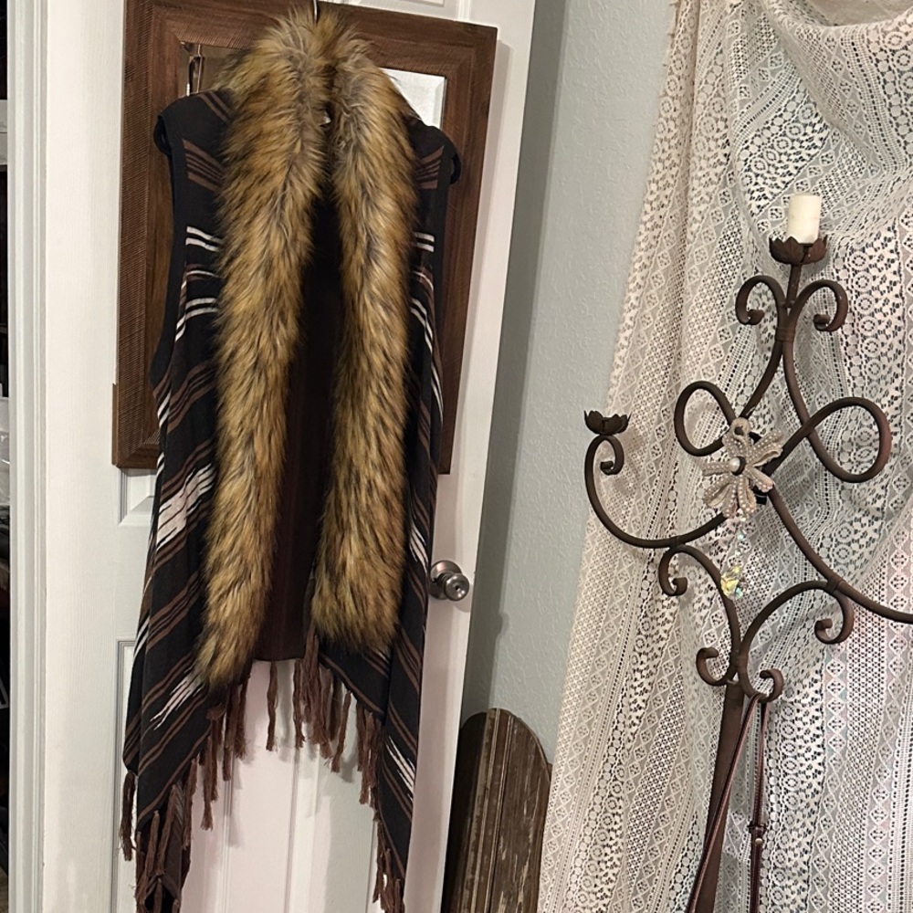 Tasha Polizzi Vest with Removable Faux Fur Collar